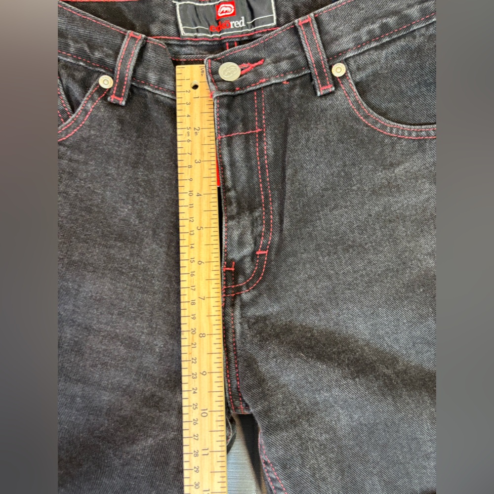 Ecko Unlimited Black Straight Leg Jeans with Red Stitching - Picture 9 of 10